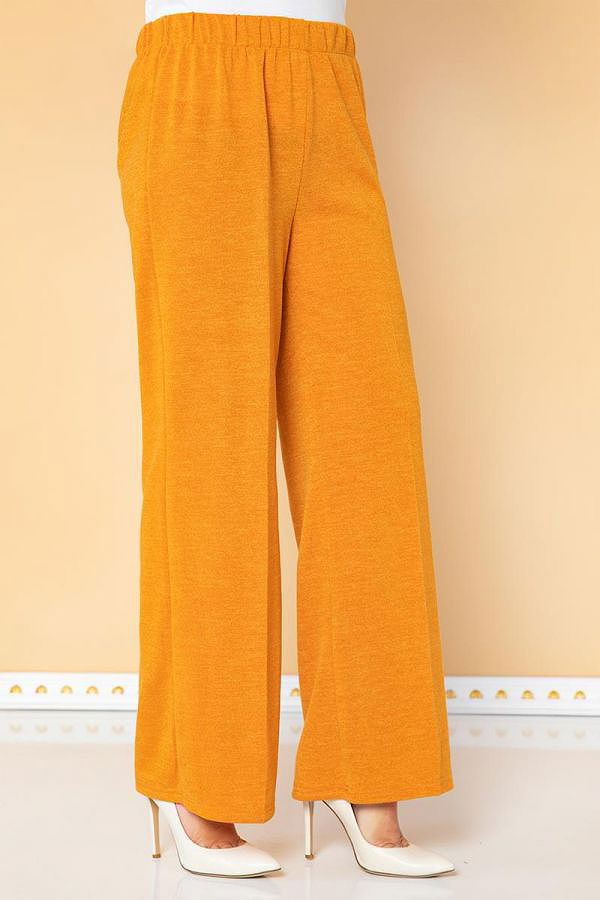 Beli Lastikli Yumoş Pantolon-3026 Hardal