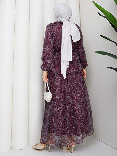 Etnik Desenli İkili Takım-5130 Bordo - Thumbnail