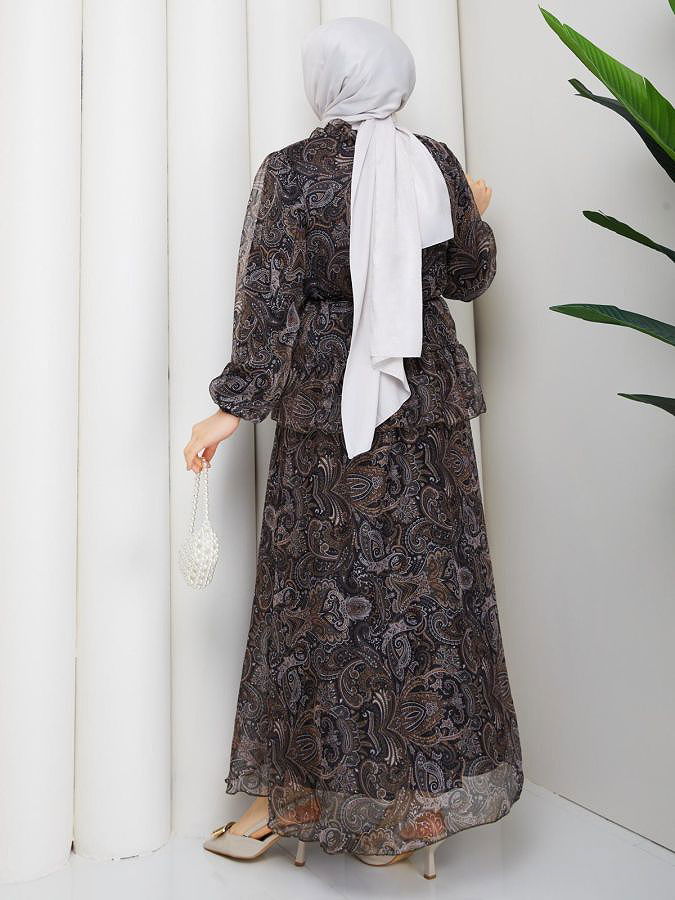 Etnik Desenli İkili Takım-5130 Kahve