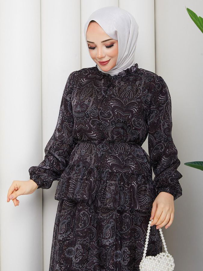 Etnik Desenli İkili Takım-5130 Siyah