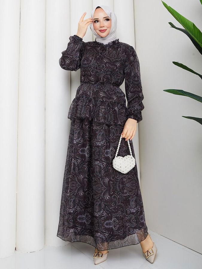 Etnik Desenli İkili Takım-5130 Siyah