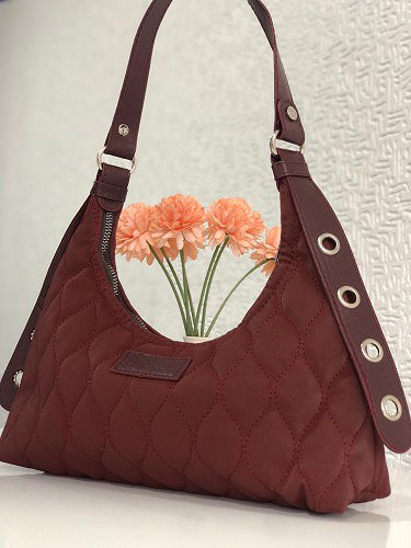 Fermuarlı Omuz Çantası-1930 Bordo - Thumbnail