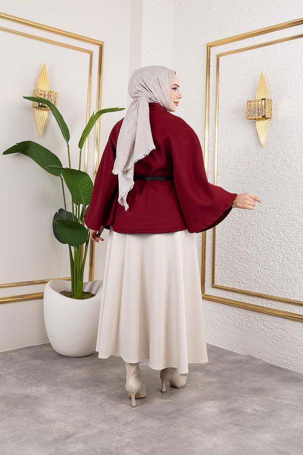 İthal Kaşe Panço-6061 Bordo