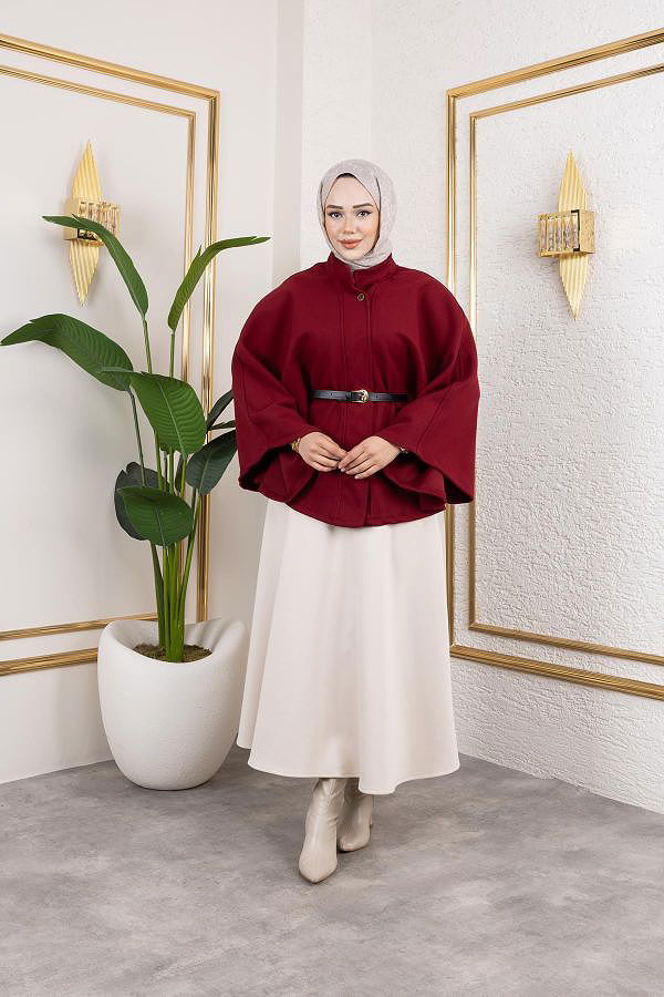 İthal Kaşe Panço-6061 Bordo