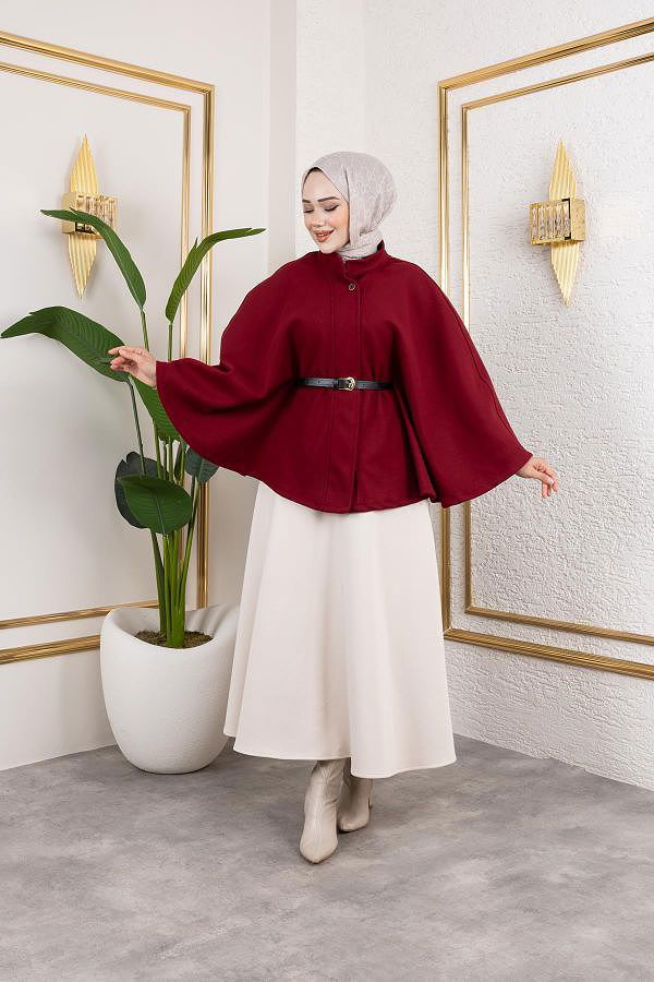 İthal Kaşe Panço-6061 Bordo