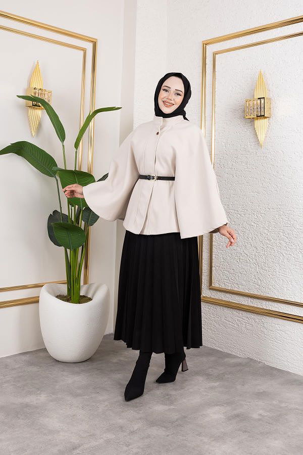 İthal Kaşe Panço-6061 Krem