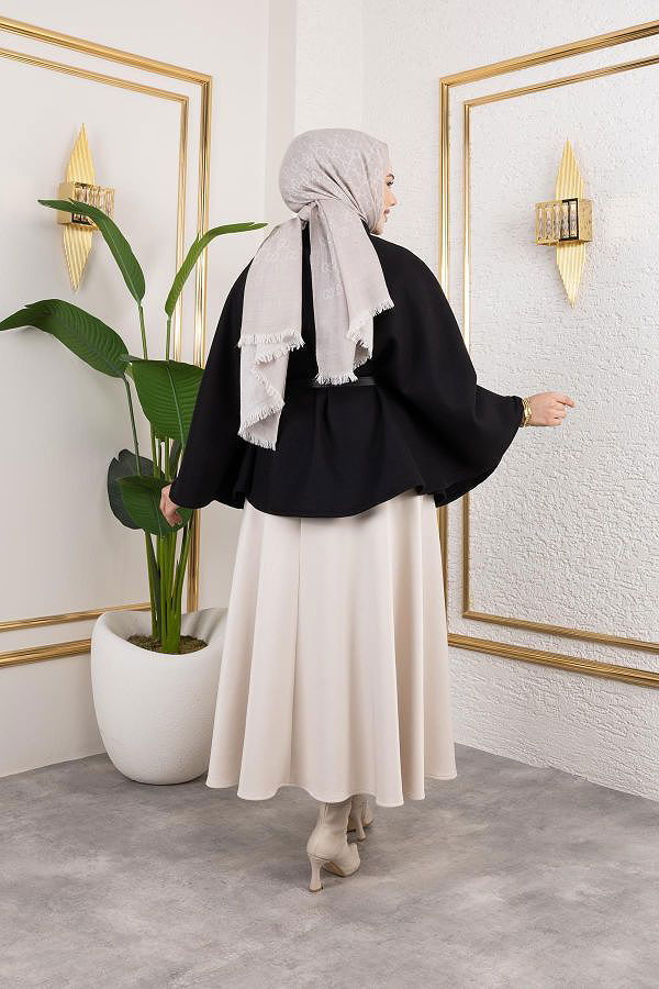 İthal Kaşe Panço-6061 Siyah