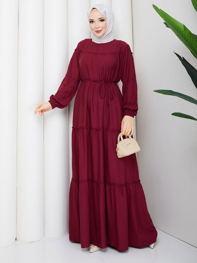 Kat Kat Çilek Kloş Elbise-5160 Bordo