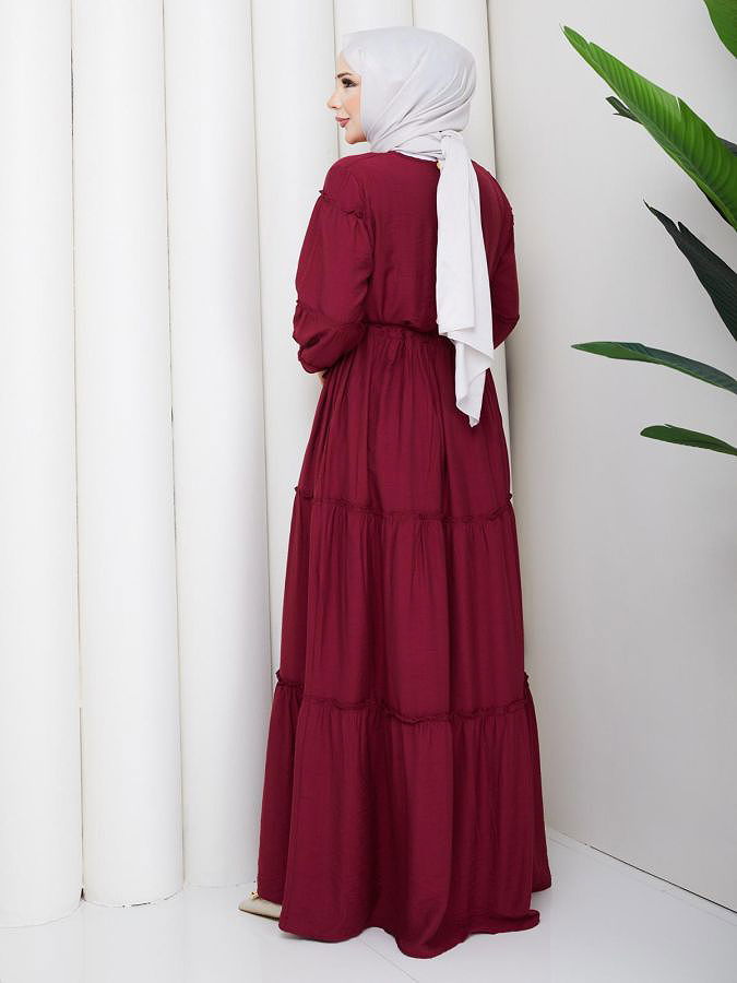 Kat Kat Çilek Kloş Elbise-5160 Bordo