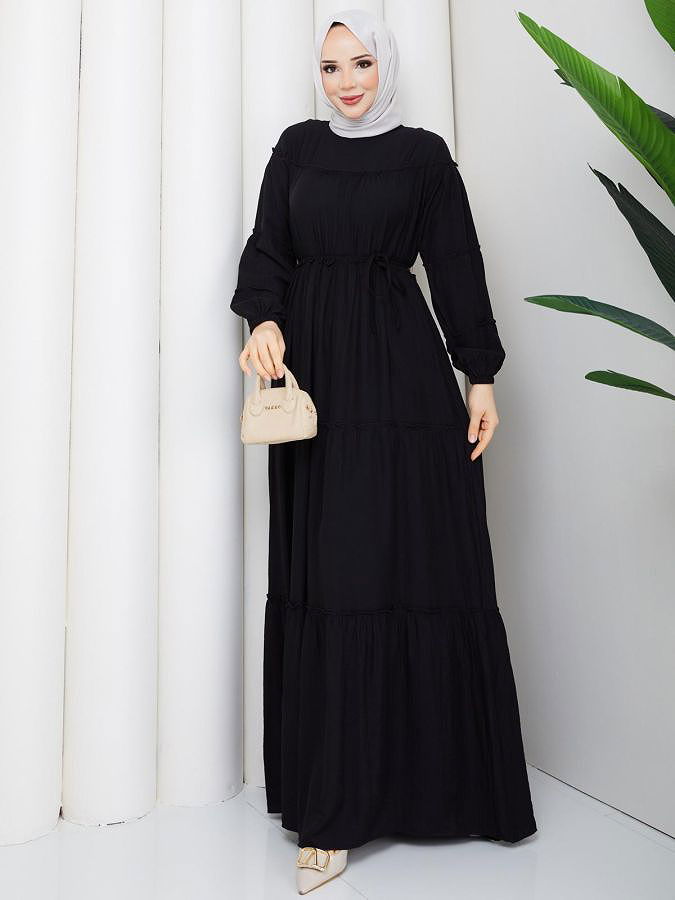 Kat Kat Çilek Kloş Elbise-5160 Siyah