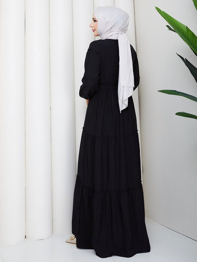 Kat Kat Çilek Kloş Elbise-5160 Siyah