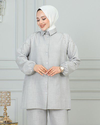 Kolları Lastikli Sofya İkili Takım-3871 Gri - Thumbnail