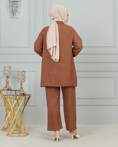 Kolları Lastikli Sofya İkili Takım-3871 Kahve - Thumbnail