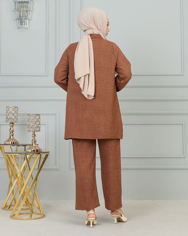 Kolları Lastikli Sofya İkili Takım-3871 Kahve