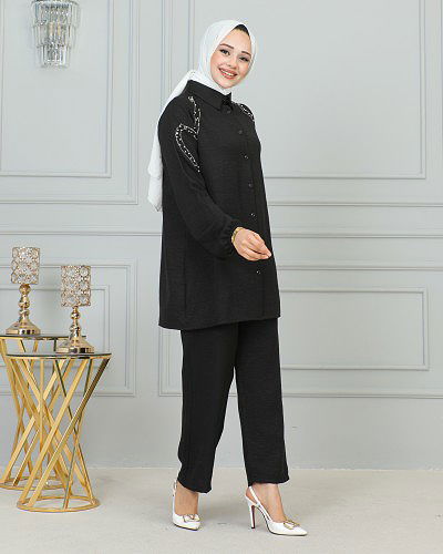 Kolları Lastikli Sofya İkili Takım-3871 Siyah - Thumbnail