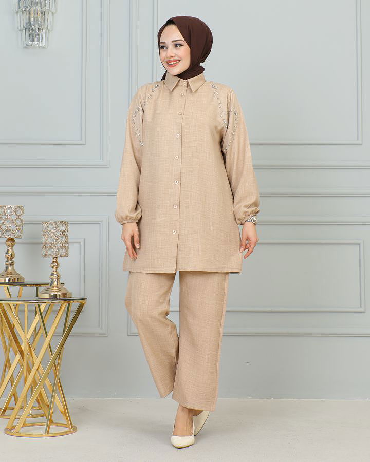 Kolları Lastikli Sofya İkili Takım-3871 Sütlükahve