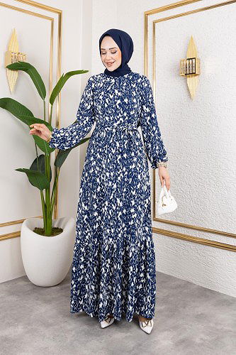 Modaebva - Kolu Lastikli Bürümcük Elbise-2045 Laci Beyaz (1)