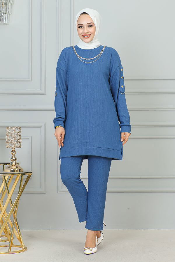 Kolyeli İkili Takım-4002 Mavi