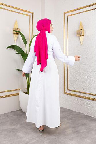 Kuşak Bağlamalı Gömlek-3040 Beyaz - Thumbnail