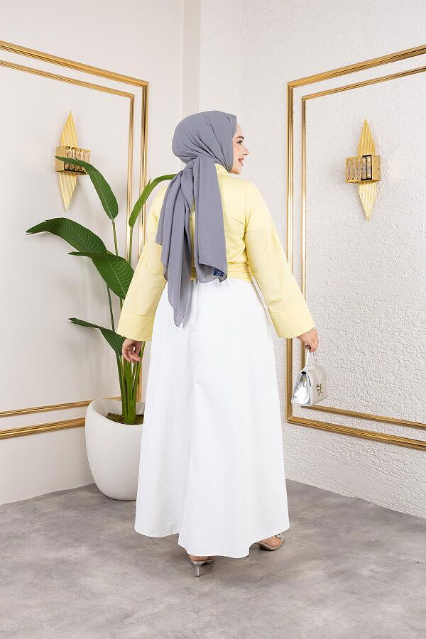Kuşak Bağlamalı Gömlek-3040 Sarı