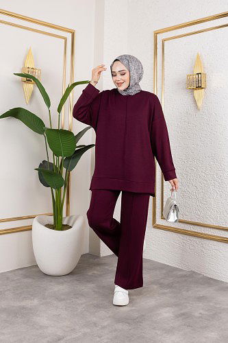 Modal İkili Takım-5061 Mürdüm - Thumbnail