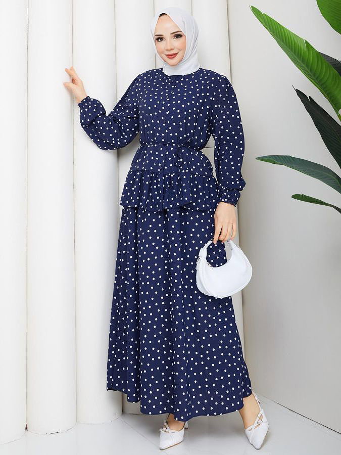 Önden Düğmeli Etekli Takım-5175 Lacivert