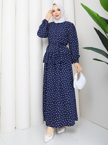 Önden Düğmeli Etekli Takım-5175 Lacivert - Thumbnail