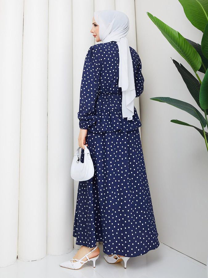 Önden Düğmeli Etekli Takım-5175 Lacivert