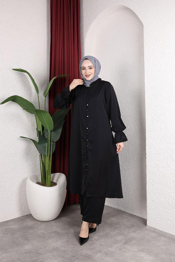 Önden Düğmeli İkili Takım-5090 Siyah