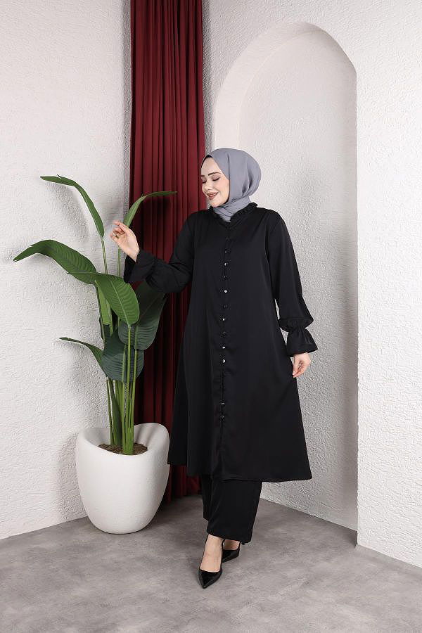 Önden Düğmeli İkili Takım-5090 Siyah