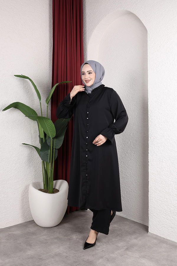 Önden Düğmeli İkili Takım-5090 Siyah