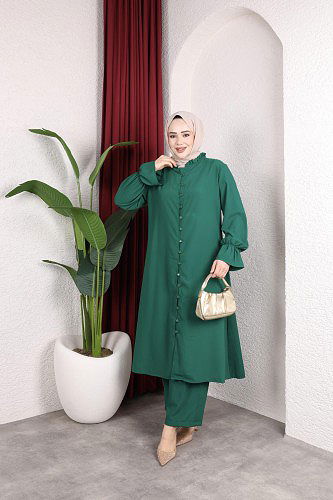 Önden Düğmeli İkili Takım-5090 Yeşil - Thumbnail