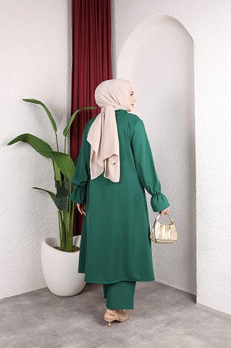 Önden Düğmeli İkili Takım-5090 Yeşil - Thumbnail