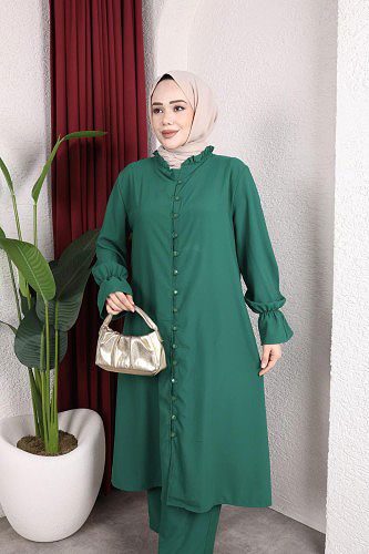 Modaebva - Önden Düğmeli İkili Takım-5090 Yeşil (1)