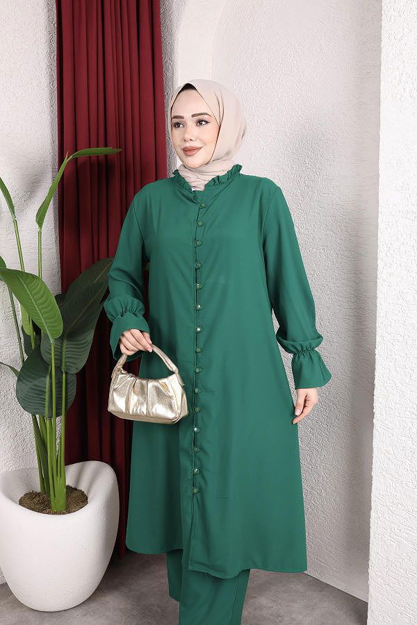 Önden Düğmeli İkili Takım-5090 Yeşil