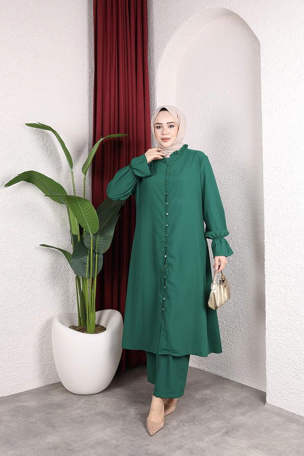Önden Düğmeli İkili Takım-5090 Yeşil