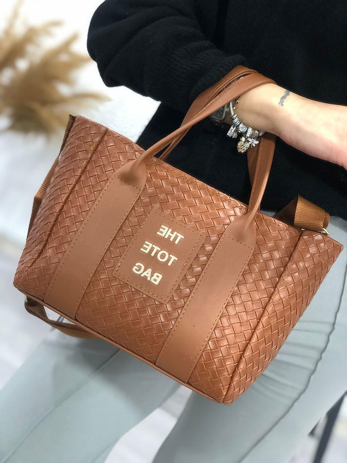 Örme Desen El Ve Omuz Çanta-1940 Kahve