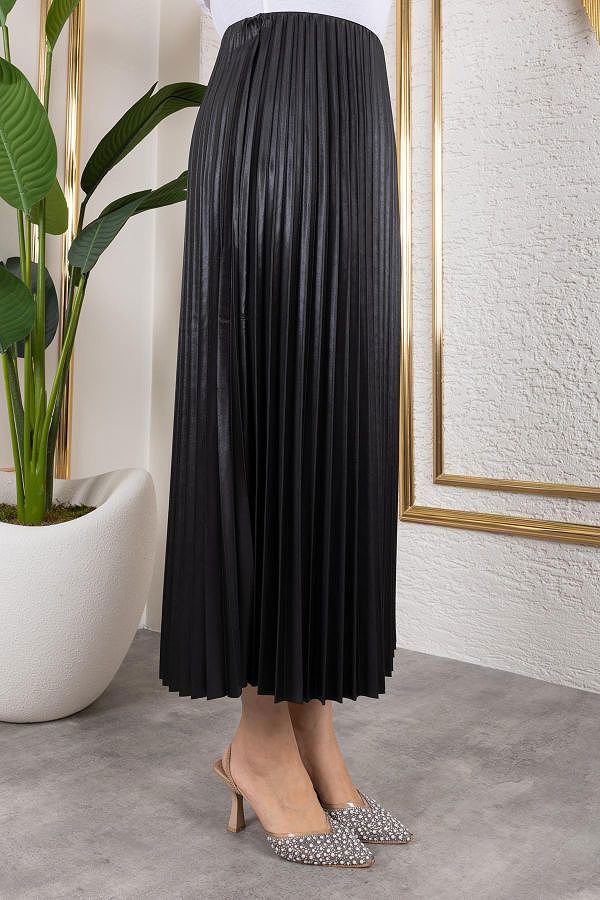 Pliseli Tesettür Etek-2034 Siyah