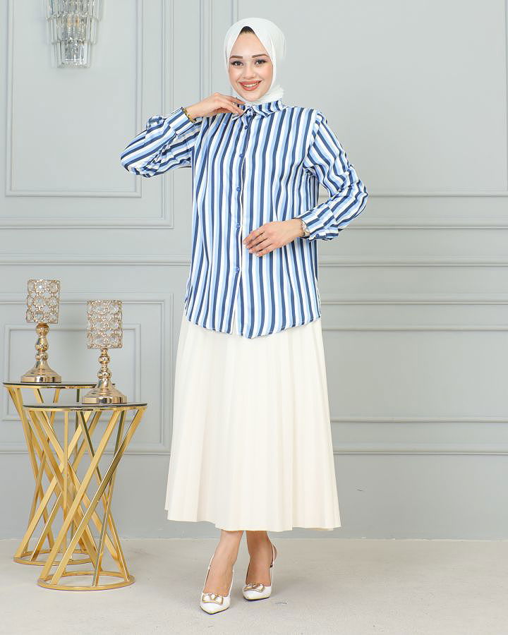 Saten Gömlek-4001 Mavi