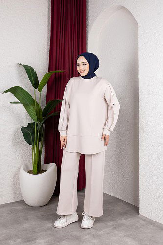 Scuba Kumaş İkili Takım-2024 Bej - Thumbnail