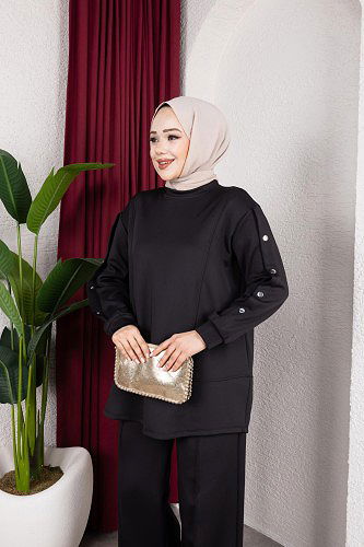 Scuba Kumaş İkili Takım-2024 Siyah - Thumbnail