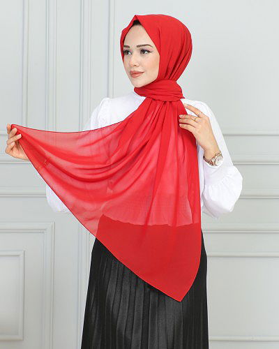 Şifon Şal-1942 Kırmızı - Thumbnail