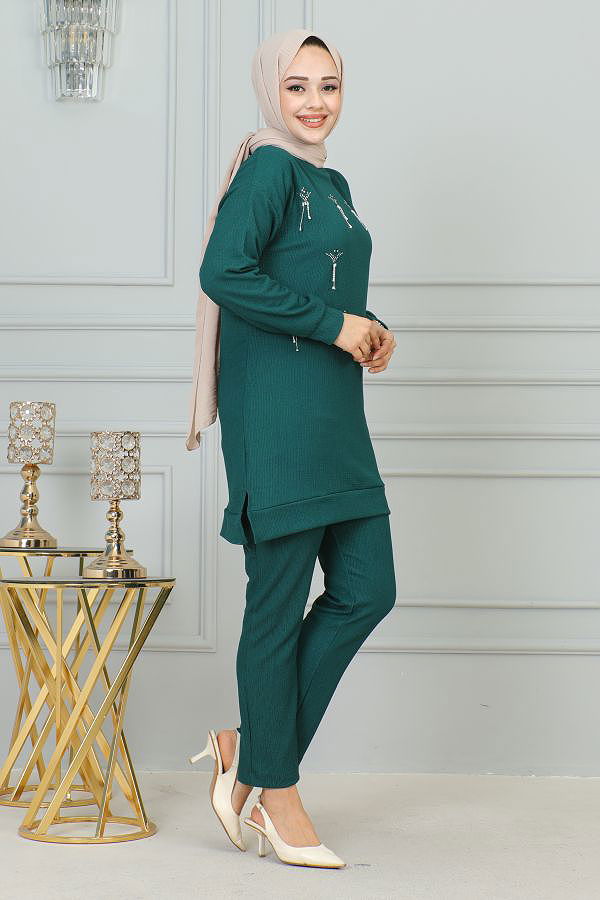 Svaroski Taşlı İkili Takım-4005 Zümrüt yeşili