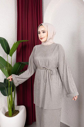 Modaebva - Taşlı İkili Tesettür Takım-2004 Haki (1)