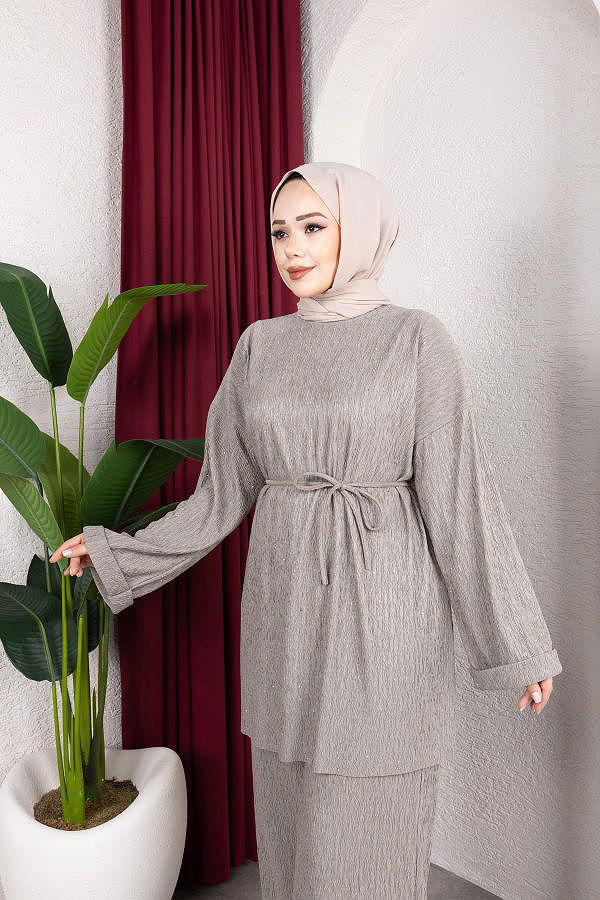 Taşlı İkili Tesettür Takım-2004 Haki