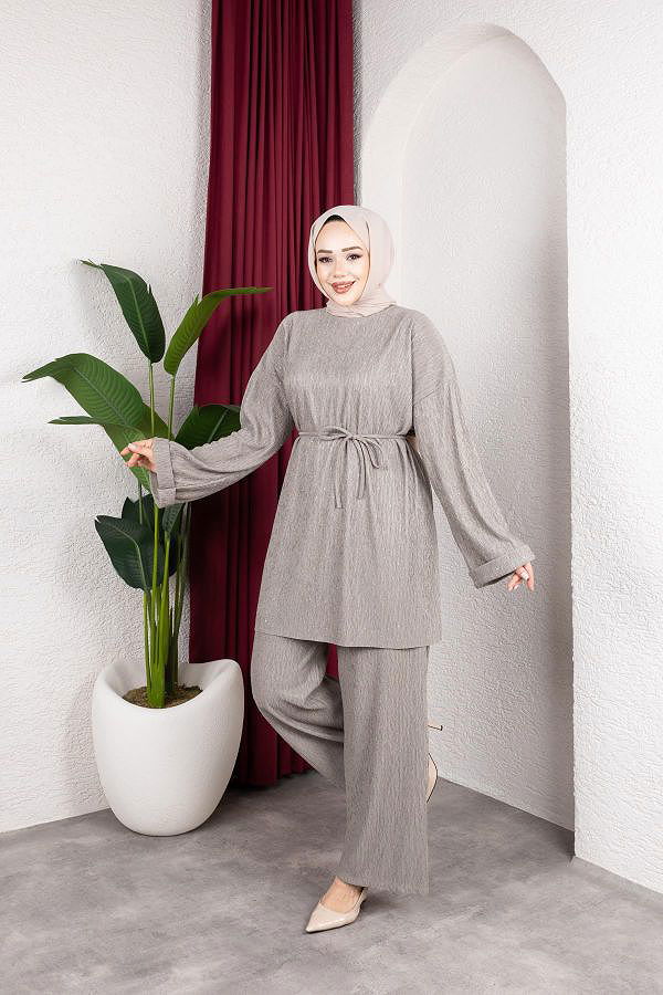 Taşlı İkili Tesettür Takım-2004 Haki