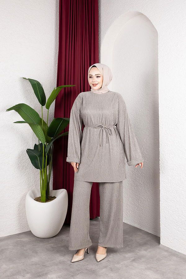 Taşlı İkili Tesettür Takım-2004 Haki