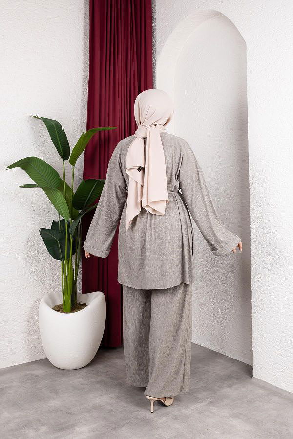 Taşlı İkili Tesettür Takım-2004 Haki