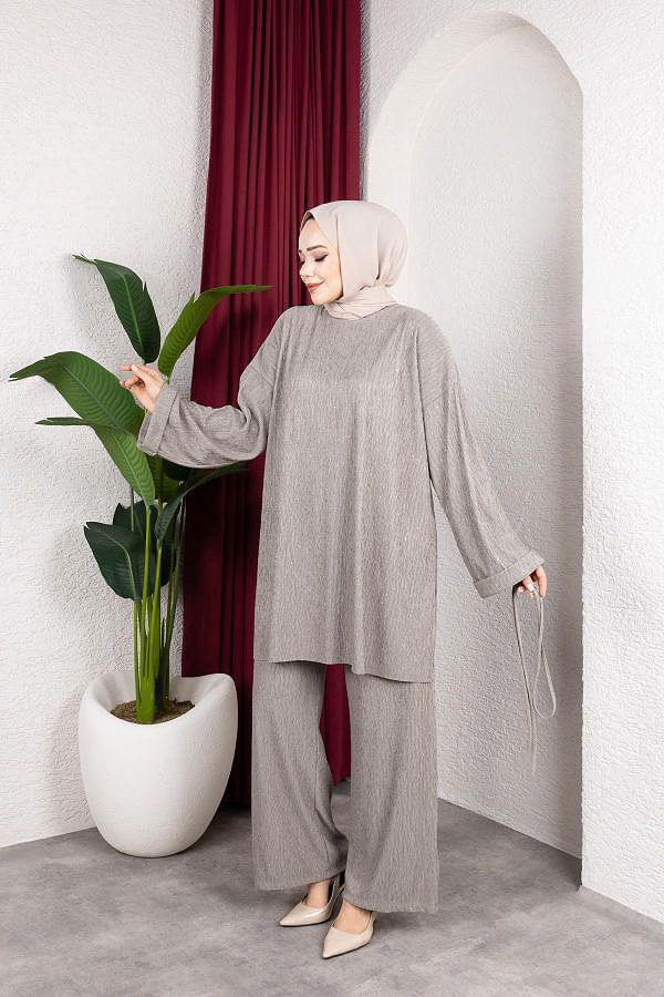 Taşlı İkili Tesettür Takım-2004 Haki