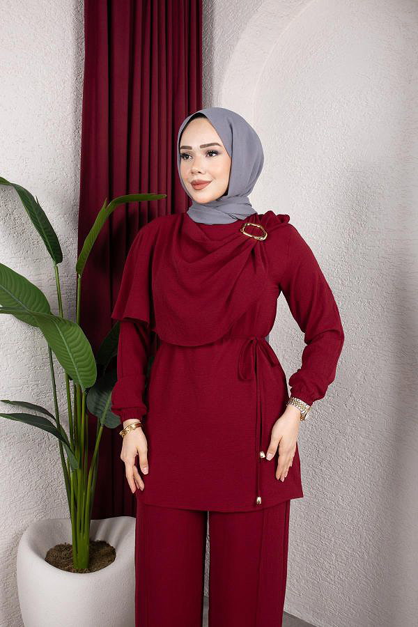 Toka Detaylı Ayrobin Takım-2639 Bordo